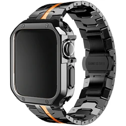 Premium Stainless Steel Watch Band and Protective TPU Cover Set for 49mm Ultra 1 2 3 (Black - BlackO)