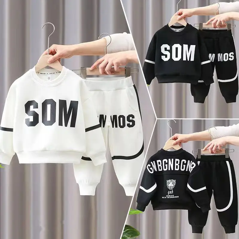 

Kids Boys Spring Two Piece 2023 New Handsome and Fashionable Baby Clothing Spring and Autumn Boys' Sports Childrens Clothing Set