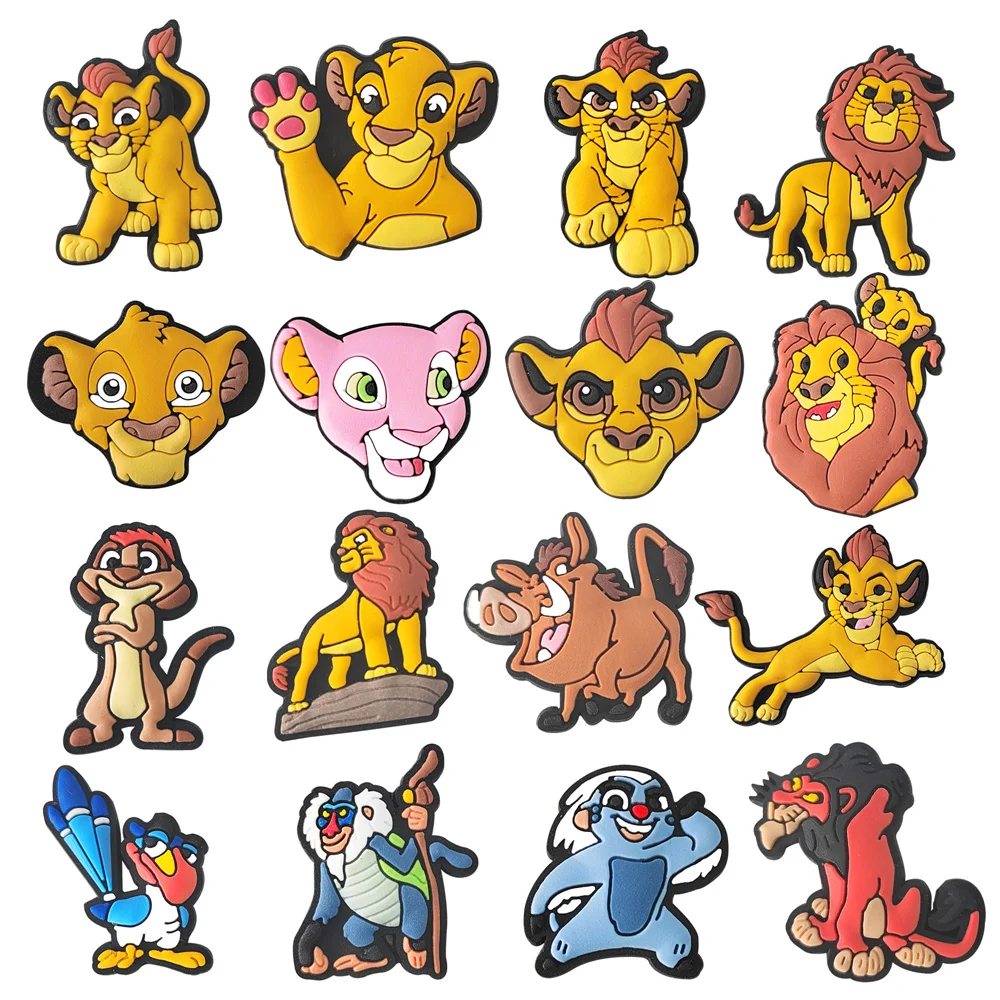 

1-16pcs The Lion King Shoe Charms PVC Cartoon Garden Shoe Decoration Accessories for Classic Clog Sandal Buckle Kids Gifts