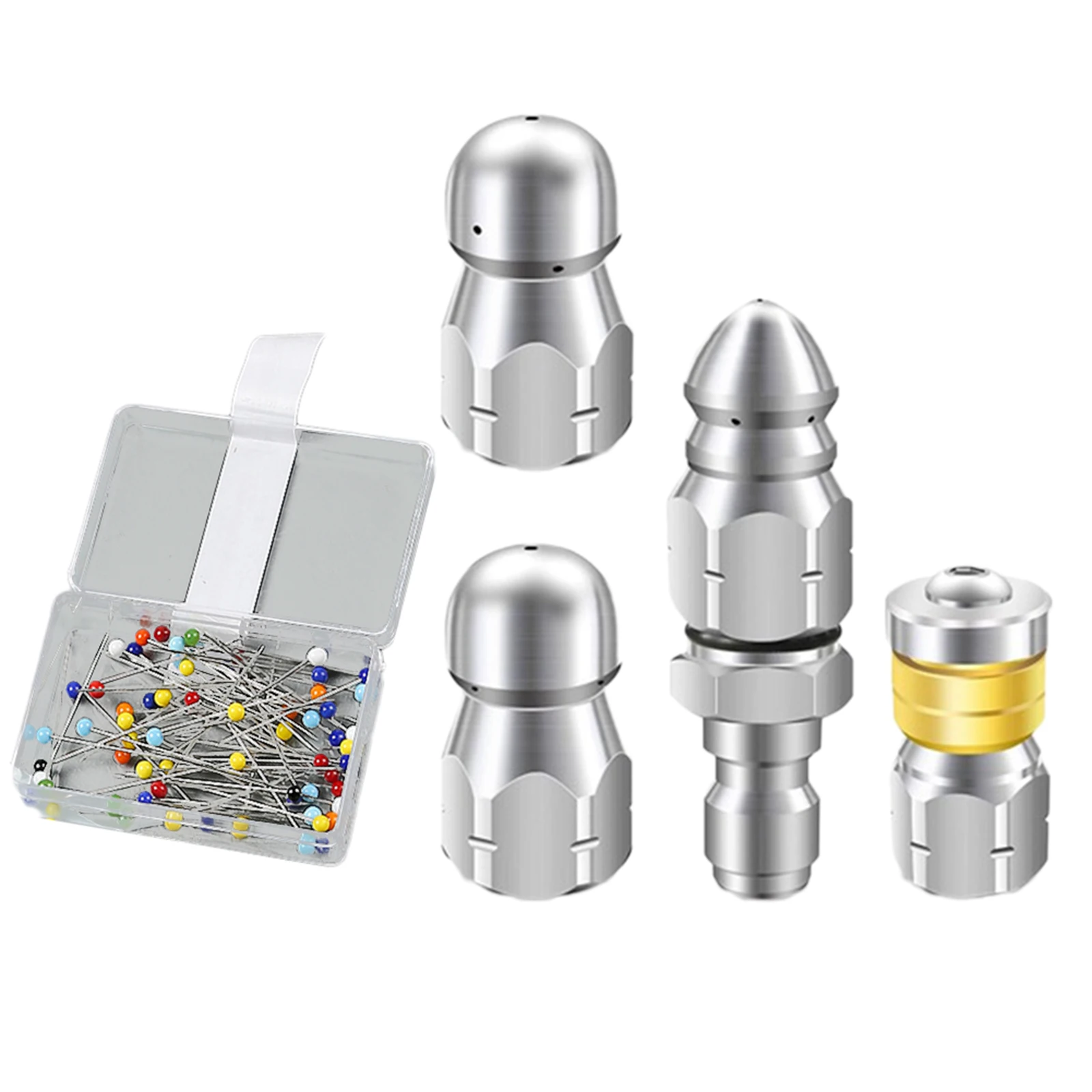 

Professional Sewer Jet Nozzle Kit Stainless Steel Construction Compatible with Most Pressure Washers 5 Nozzles