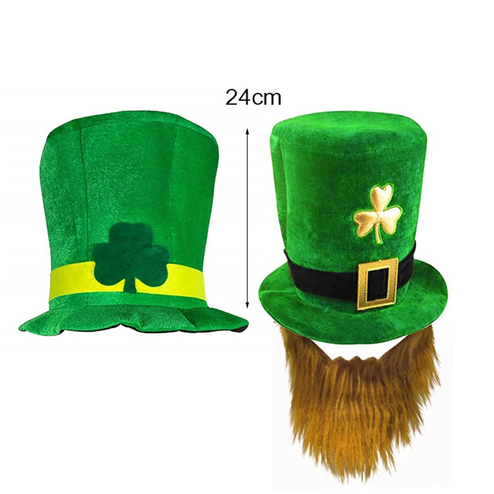 Saint St Patricks Day Green Hat Lucky Costume Accessories Celebration Carnival Props for Irish Fun Party Hat with Beard