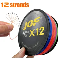 JOF 12 Strands 100% PE Braided Fishing Line 100/300M Multifilament Weave Cord Super Power 25-92LB Carp Fly Fishing Wire Pesca 2
