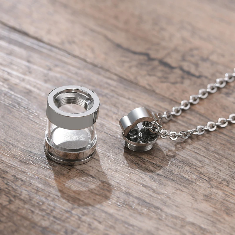 13 Styles Stainless Steel Glass Bottle Tube Keepsake Pendant Vial Necklace Memorial Cylinder Pet Ash Urn Cremation Jewelry