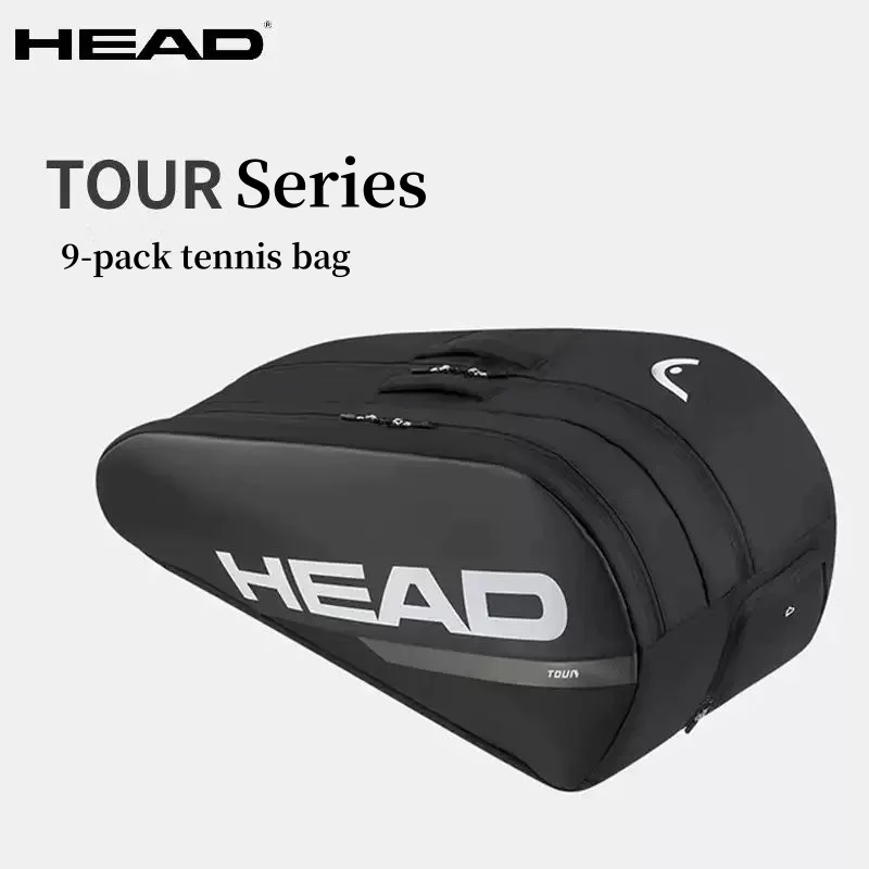 Original HEAD Tennis Racket Bag 9-Pack Large Capacity Court Tennis Rackets Bag Waterproof Sport Racquet Backpack TOUR Series