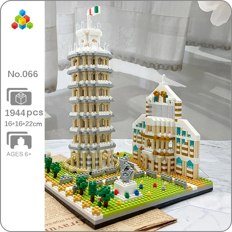 Yz 066 World Architecture Torre Pendente Di Pisa Garden Statue Tree Mini Diamond Blocks Bricks Building Toy For Children No Box