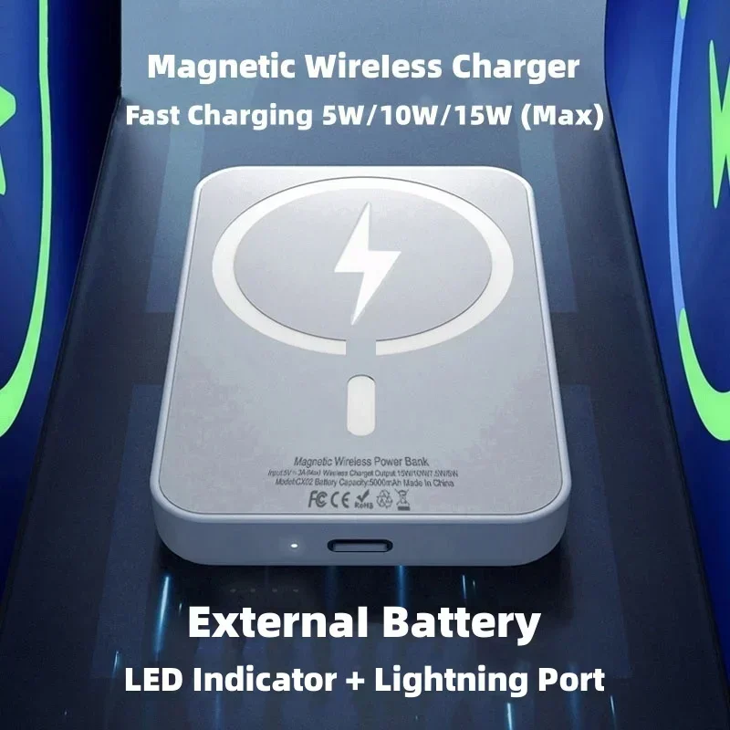 New 50000mAh Magnetic Wireless Power Bank for iPhone 12 13 14 15 Pro Max Portable Charger External Auxiliary Battery Pack 5
