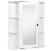 Modern Bathroom Cabinet Storage Organizer Single Door Wall Mount with Mirror 6