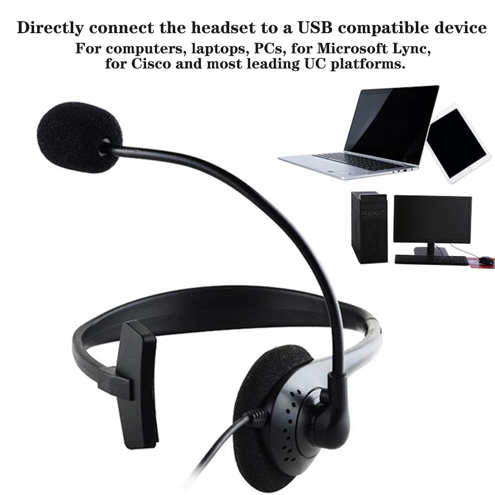 Cuffie cablate per Call Center con microfono a cancellazione di rumore cuffie a un solo orecchio per chiamate trasparenti per PC Computer portatile - Image 5