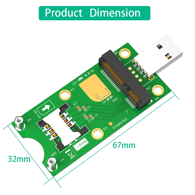 미니 PCIE 모듈 USB 3.0 네트워크 어댑터 카드 라이저, SIM 슬롯 전원 LED 지원, WWAN LTE GPS 미니 PCI 익스프레스 카드, 3G, 4G