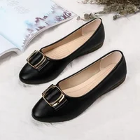 ​​2025 Minimalist Square-Buckle Chain Flats Genuine Leather Slip-Resistant Cushioned Mom Loafers - Image 5
