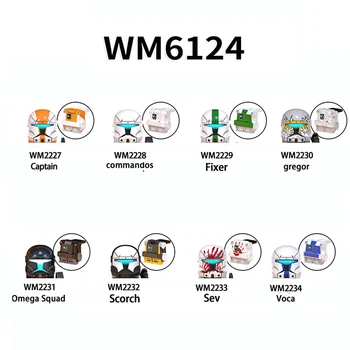 WM6124 빌딩 블록 캡틴 코만도 픽서 브릭 피규어 그레거 오메가 스쿼드 스코치 세브 보카 미니 조립 완구, 세트당 8 개