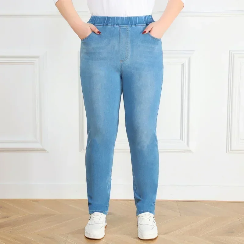 Plus Size 7XL 9XL Jeans Women Large Slim Fit 150KG High Waist Trousers Elastic Female Pencil Pants Stretched Girl Denim Clothes 3