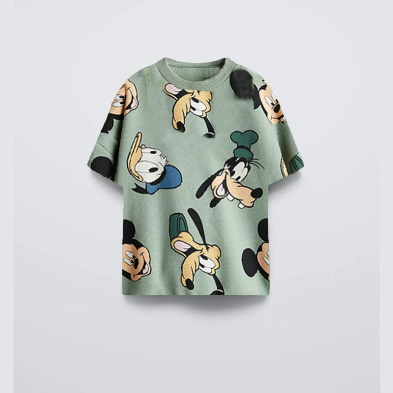 Full Print TShirt Boys And Girls Cartoon Fashion Short Sleeve Tops New Fashion Casual Round Neck Tees Kids Crewneck Base Shirt