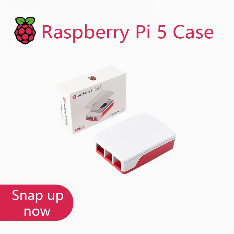 Custodia Ufficiale Raspberry Pi Per Raspberry Pi 5, Ventola Di Raffreddamento Integrata, Colore Rosso/Bianco Adatta Per Raspberry Pi 5