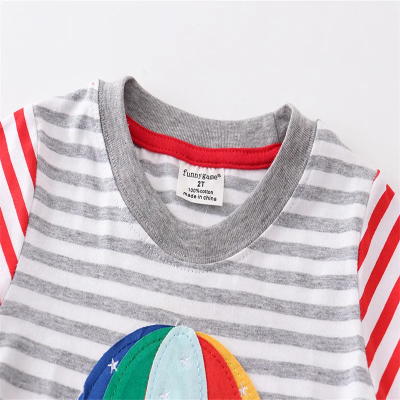 Jumping Meters 2-7T Striped Boys Girls Kids T Shirts Summer Baby Clothing O-neck Toddler Boys Girls Tees Tops