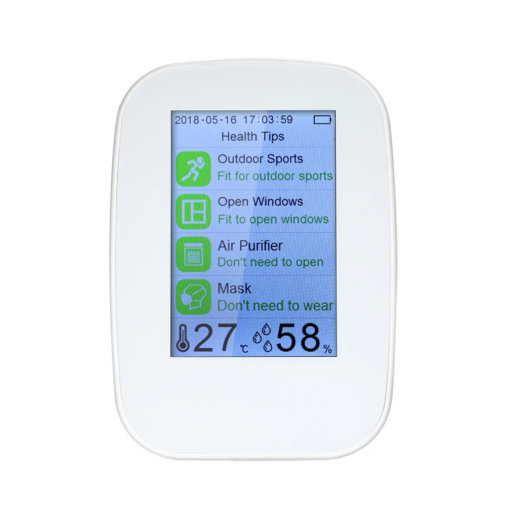 

Indoor/Outdoor HCHO TVOC Tester CO2 Meter Air Monitoring Air Quality Detector Environmental Detector