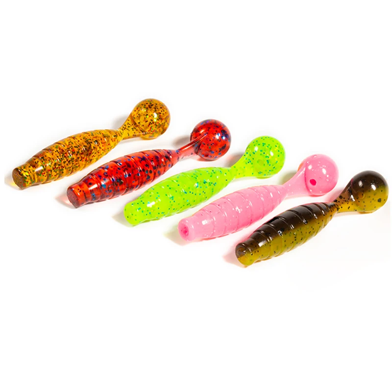 

10pcs New T-tail Soft Worm Lures 55mm 2.4g Silicone Bait Sea Fish Pva Swimbait Wobblers Goods For Fishing Artificial Tackle jig