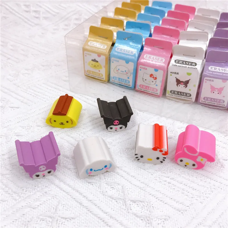 Set De 3 Gomas De Borrar Push-Pull Con Diseños De Dibujos Animados, 8.8 X 2.5 Cm, Colores Brillantes, Ideales Para Escuela Y Oficina