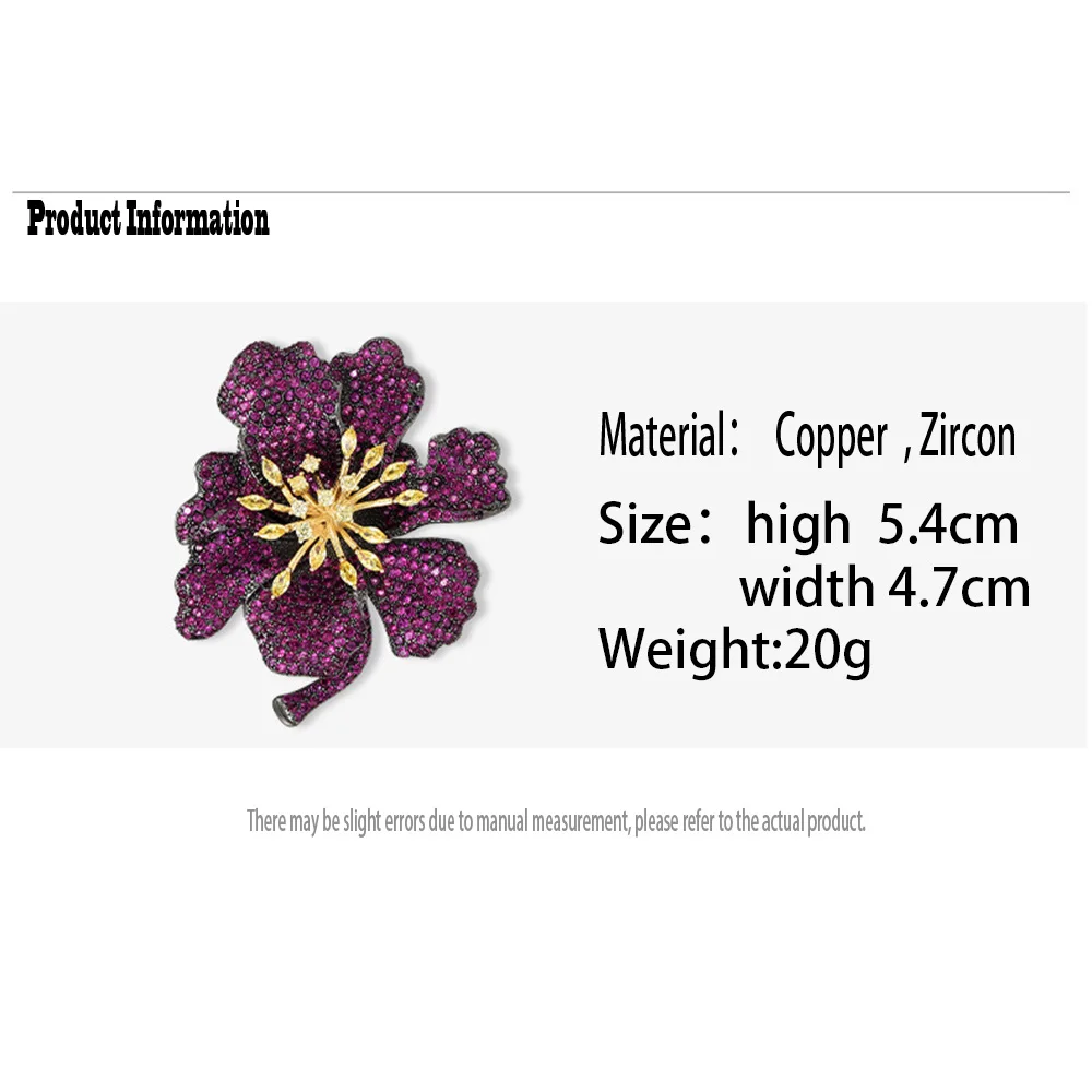 Luxurious Brooch for Women Crystal Zircon Purple Flower Brooches Badge Party Banquet Shiny Designer Pin Accessory Corsage Gifts