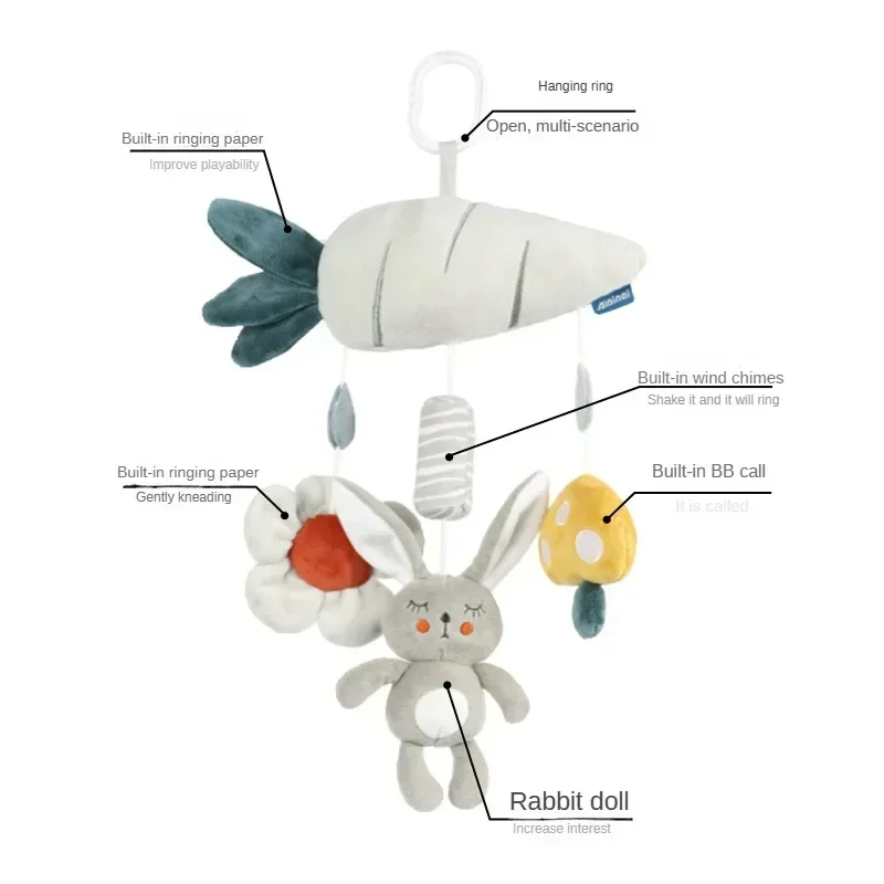 Baby Toys for 0 3 6 12 Months Rainbow Activity Plush Animal Stroller Hanging Toy for Baby Car Seat Crib Travel Sensory Baby Toys 3