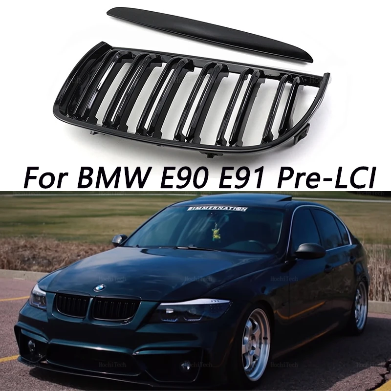 

High Quality Front Kidney Grille Grill Double Line Slat For BMW 3 Series E90 E91 320i 323i 328i 335i 2005-2008 Car Replacement