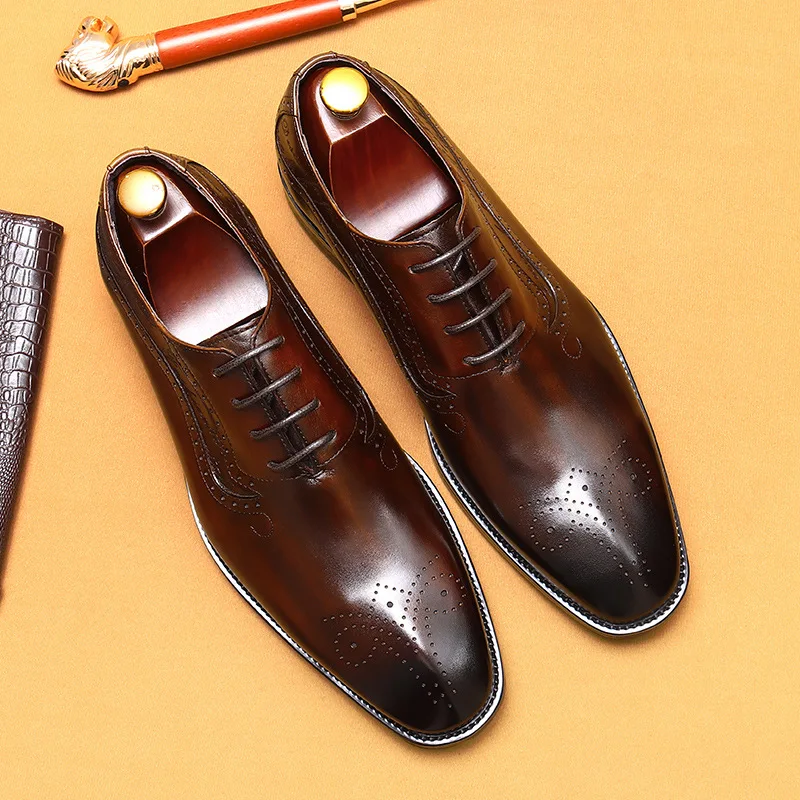 Luxury Vintage Men's Dress Shoes Genuine Leather Handmade Quality