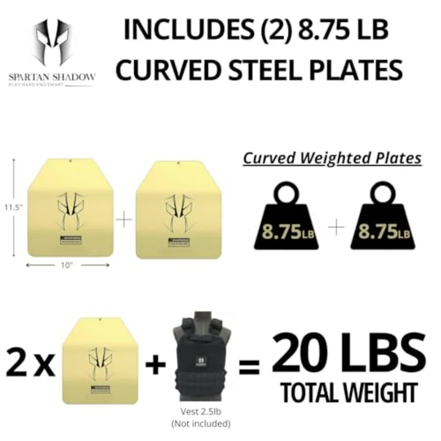 Curved Weight Vest Plates for weighted vest - 8.75LB Pairs for 20lb Weighted Vest woman and men - Contoured Ergonomic Fit - Weig