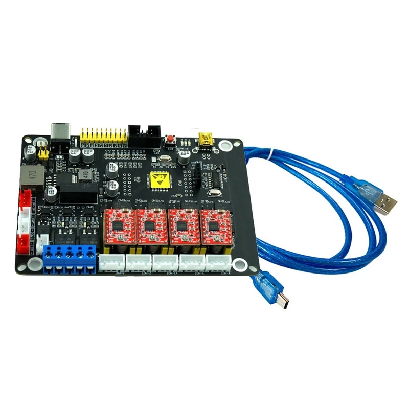 

Контроллер шагового двигателя для GRBL, 4-осевая плата управления с автономным шпинделем, плата драйвера USB для гравера с ЧПУ