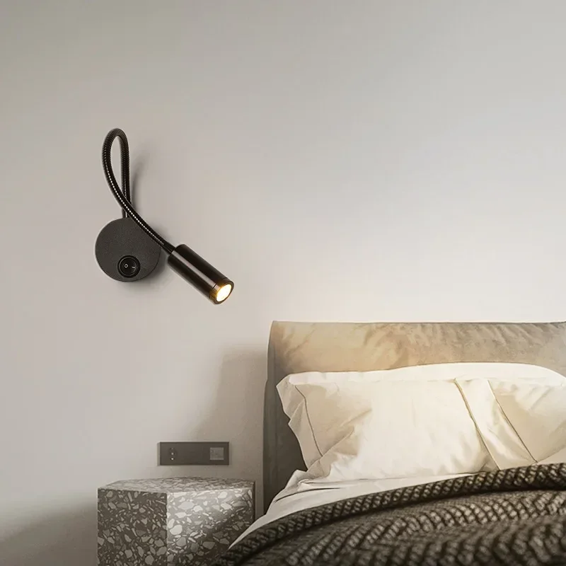 침대 옆 독서 램프, 가변 벤딩 3W LED 책 램프, 따뜻한 흰색 벽 야간 조명, 스팟 LED 코드, 90-260V 비품