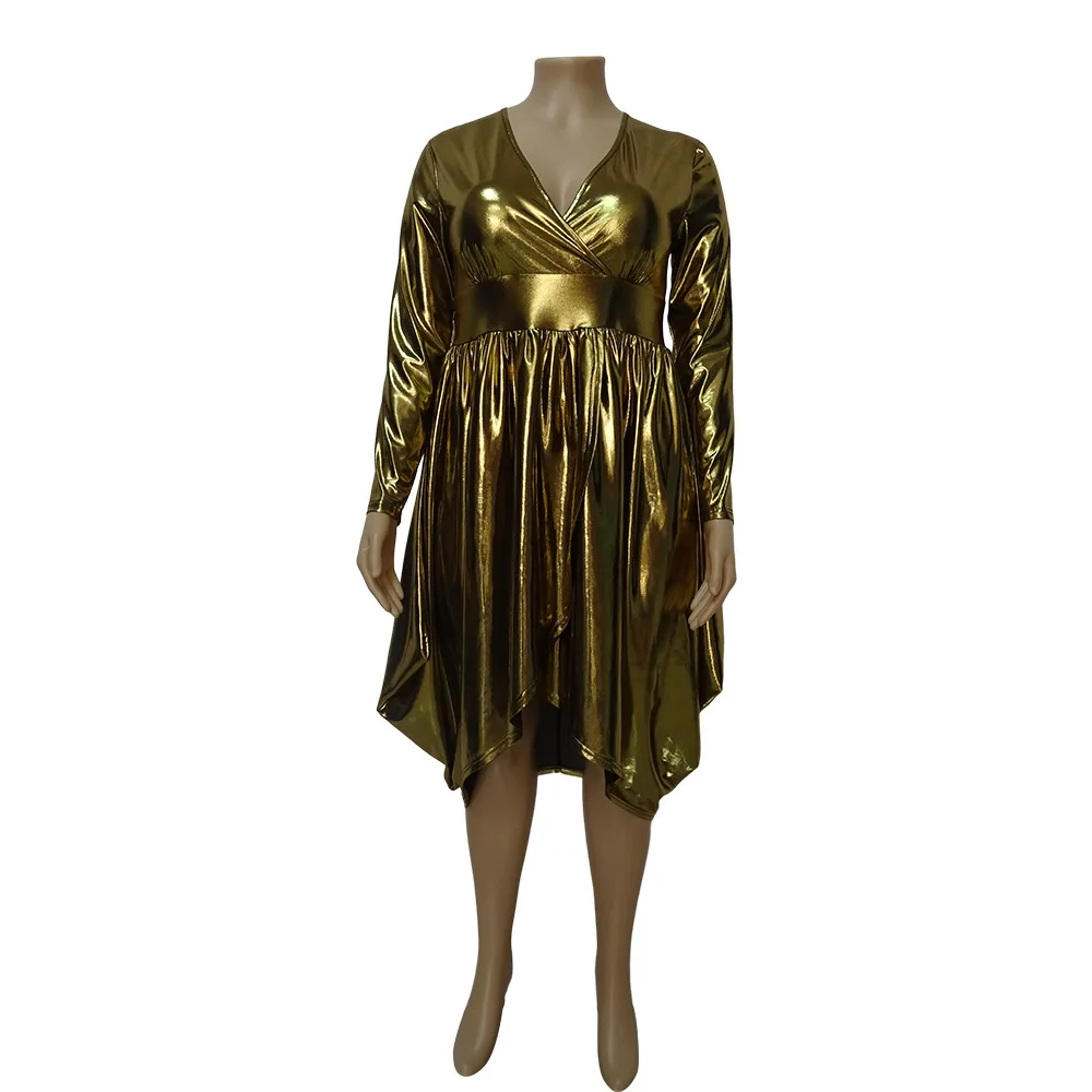 Plus Size Women Party Dresses V Neck Club Elegant Dress 2022 Fall Birthday Evening Gown Autumn Female Luxury Designer Clothing