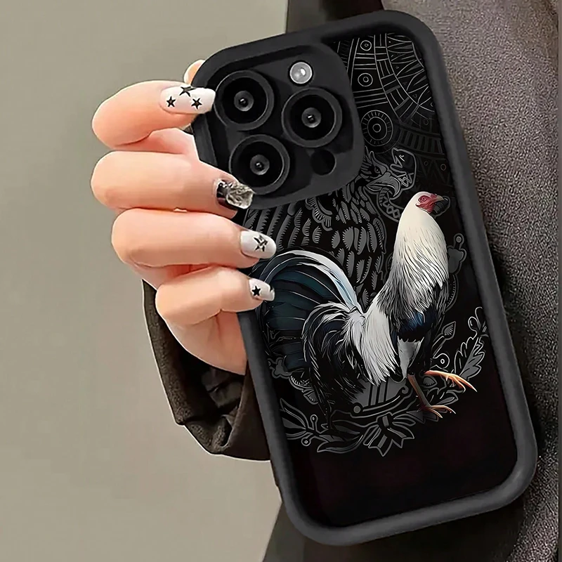 Artistic 2D Rooster & Eagle Graphic Print Phone Case
