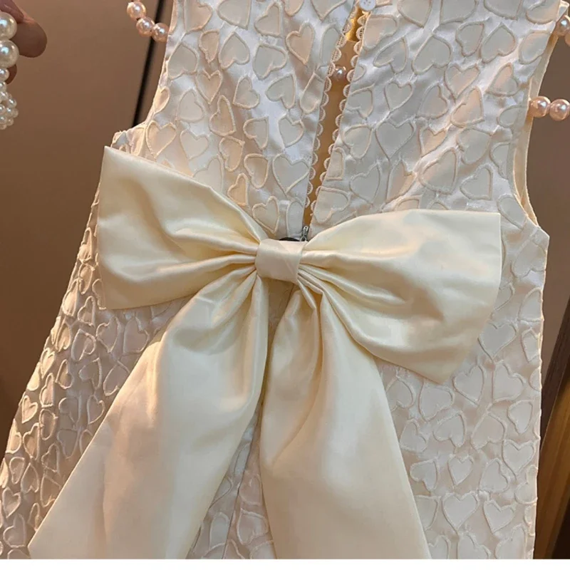فتاة فستان الأميرة صيف جديد فتاة صغيرة عطرة الرياح القوس بلون بلا أكمام فستان الحب Ropa De Niña Vestidos