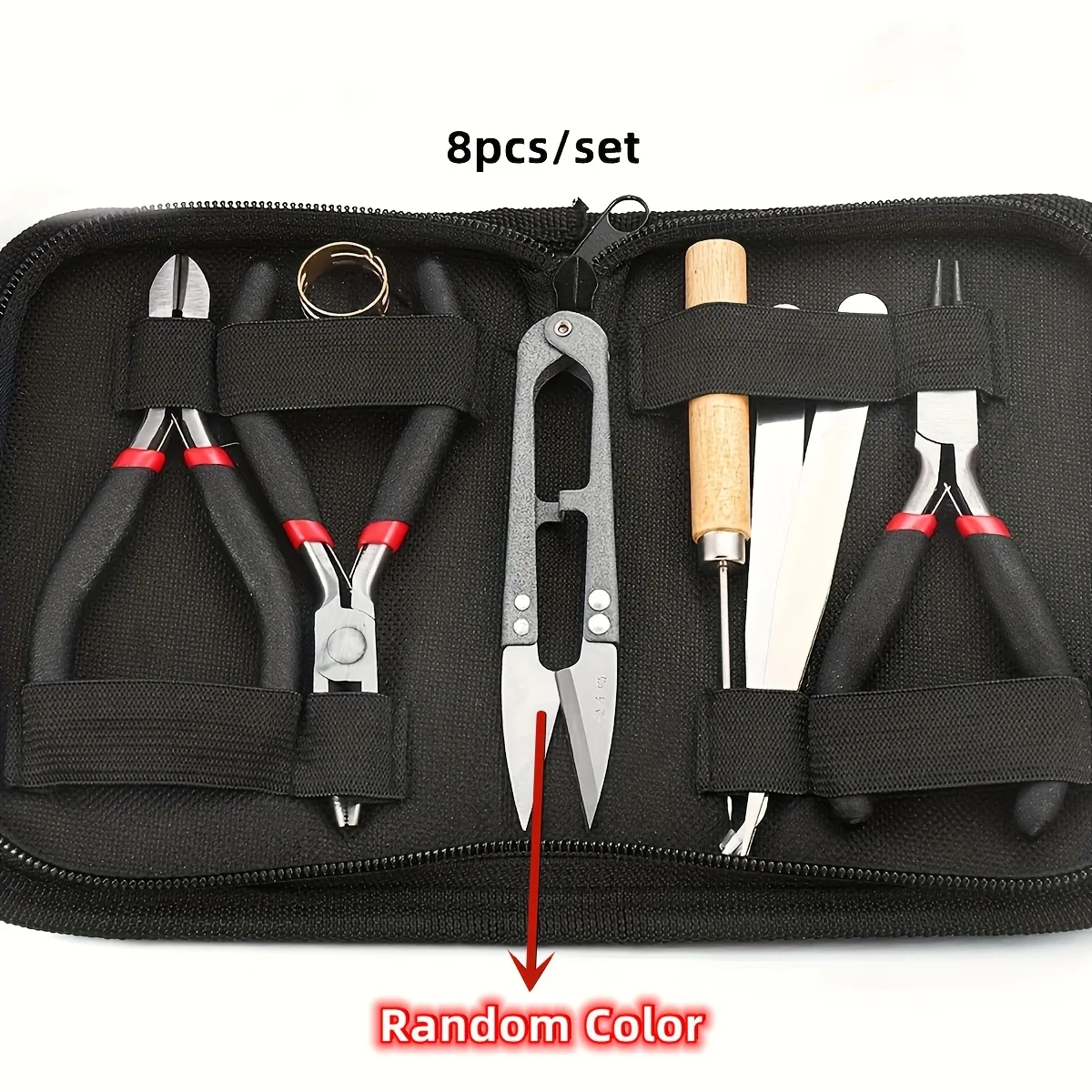 8pcs/set,2pcs/set Blck Making Tool Set, Includes Round Nose, Pointed Nose, and Wire Cutters, Non-Serrated Pliers for Beginners