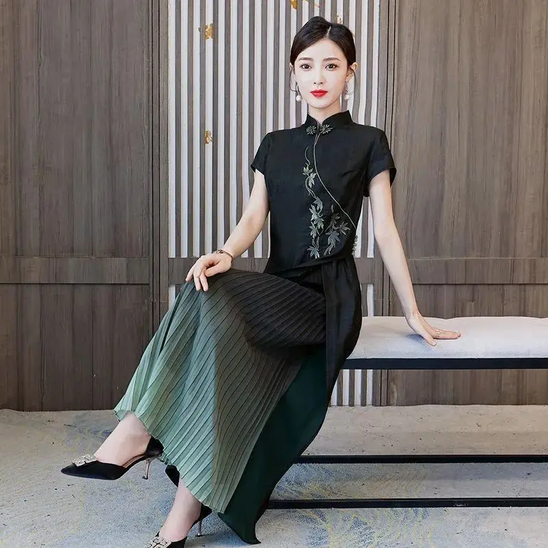 

2024 chinese oversized women's qipao improved cheongsam dress women's summer retro daily elegant party ao dai qipao dress