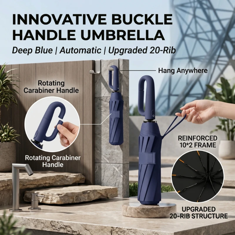 Stylish UV Protection Compact Folding Umbrella with Loop Buckle