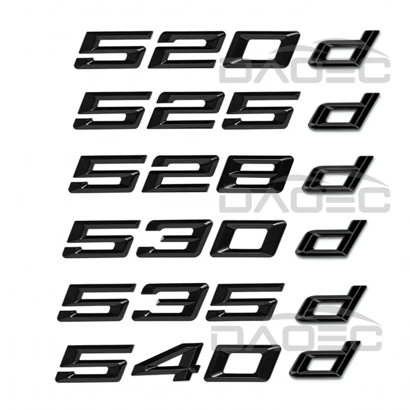 

Car ABS Trunk Letters Logo Badge Emblem Sticker For BMW 5 Series 520d 525d 528d 530d 535d 540d E39 E60 E61 F07 F10 F11 G30 G31