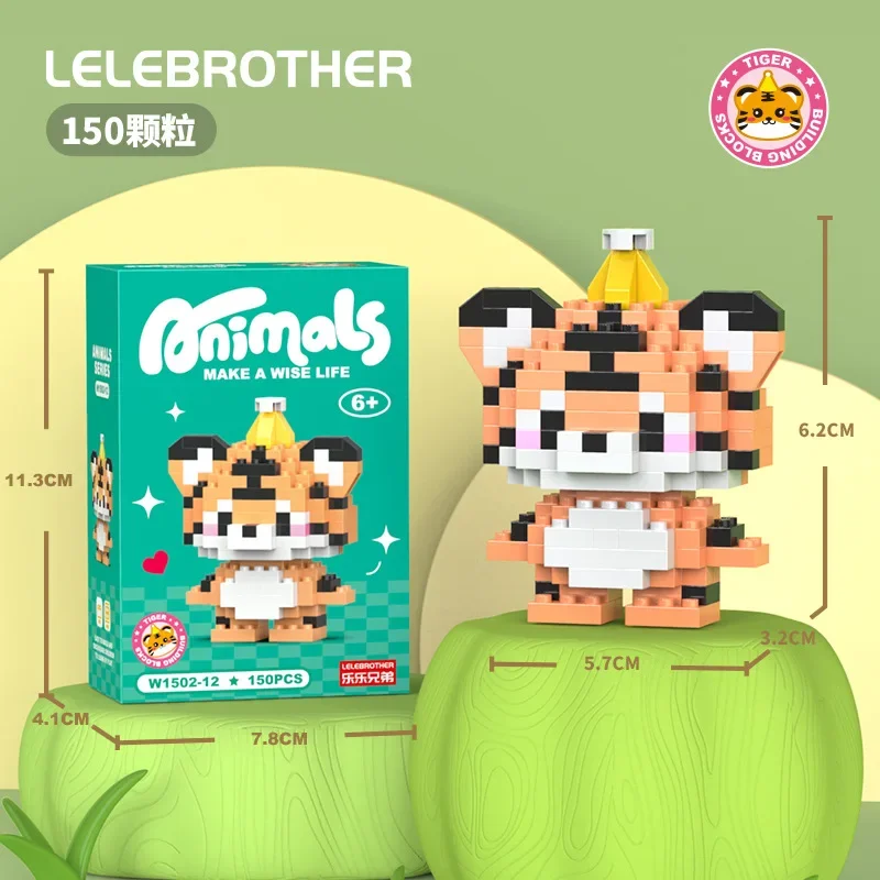 thumbnail image 1 of Bloques de construcción en miniatura de gatos kawaii, modelo 3D Neko, animal rinoceronte, cabra, minibloques de fruta, limón, aguacate, figuras de juguete para regalo de Navidad, 1 of 5