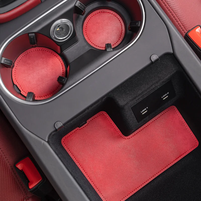 Per Porsche Macan Cayenne Panamera Leather Gate Slot Mat Antiscivolo Door Groove Pad Cup Holder Car Coaster Bracciolo Pad Accessorio