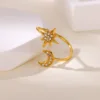 Bagues géométriques de luxe en Zircon pour femmes, en acier inoxydable, couleur or, anneau ouvert, tendance, fête de mariage, bijoux esthétiques, cadeau pour Femme
