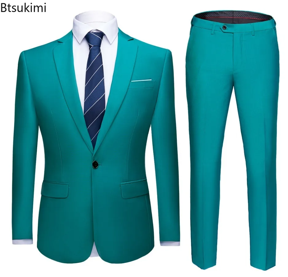 2024 Men Suits Wedding Two-pieces Fashion Business Party Elegant Luxury Blazer Coat and Pants Designer Sets Casual Men Clothing