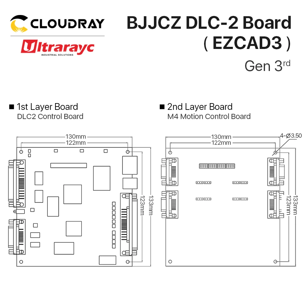 Ultrarayc JCZ DLC2-M4-2D 제어 보드, 4 축 표준 보드, 2.5D 깊은 길이 조각 기능, 마크 기계용 EZCAD3