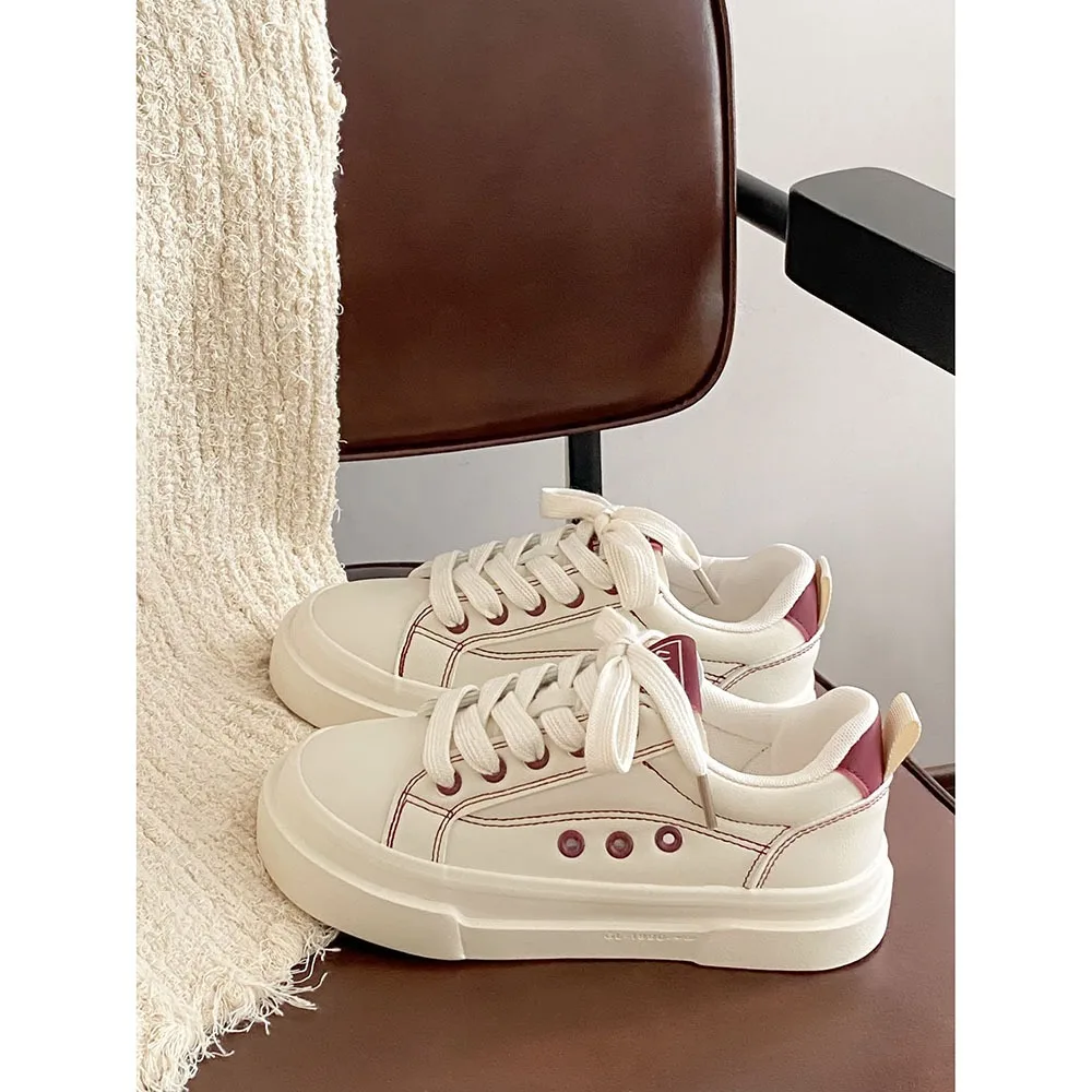 Thick Soled Heels Comfortable Women's Shoes Fashionable New Casual Flat Shoes Lightweight Sports Women Casual Board Shoes 24-217