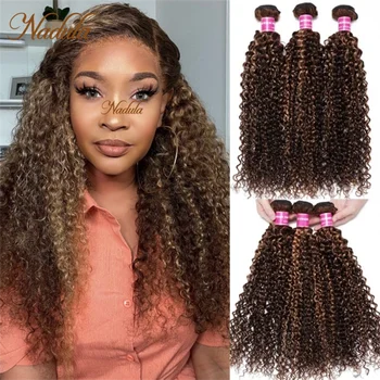 Nadula Hair # TL412 Blond Highlight capelli umani ricci brasiliani tesse capelli brasiliani fasci di onde del corpo capelli Remy capelli lisci