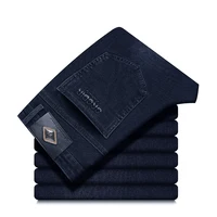 2024 Autumn Winter New High Elasticity Men's Business Jeans Haze Blue Black Gray Denim Trousers Men's Pants Work Clothes Brand 1