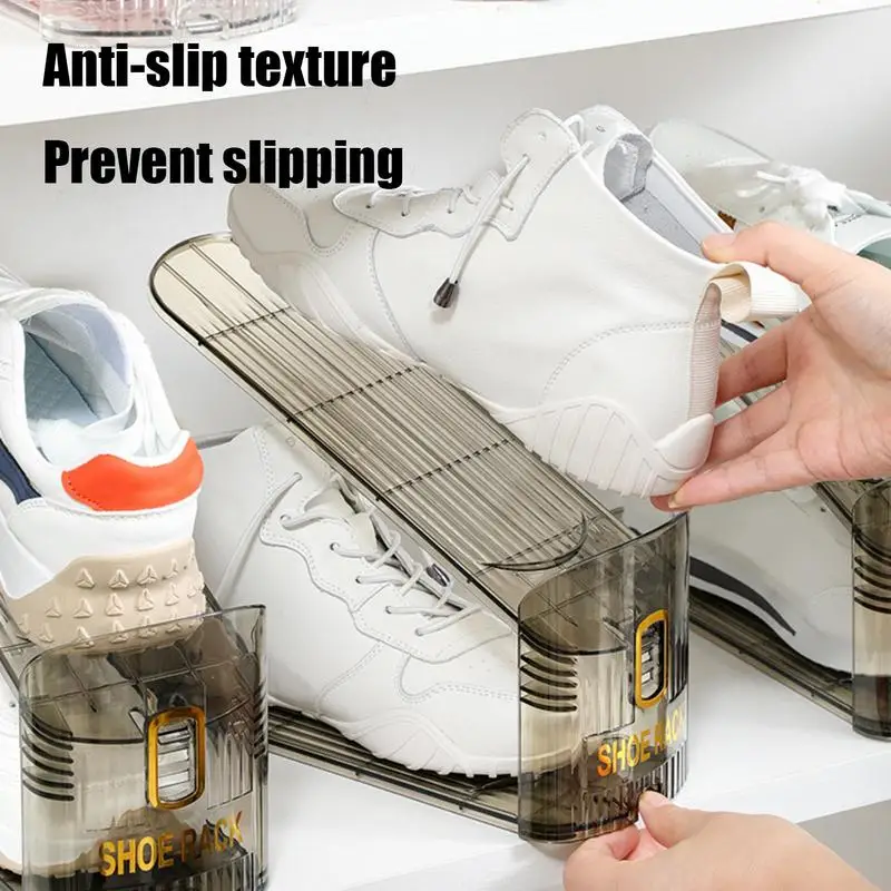Adjustable Shoe Stacker Shoe Organizer Doublelayer Footwear Support Slot Shoe Slot Organizer Space Saver for Closet Organization 2