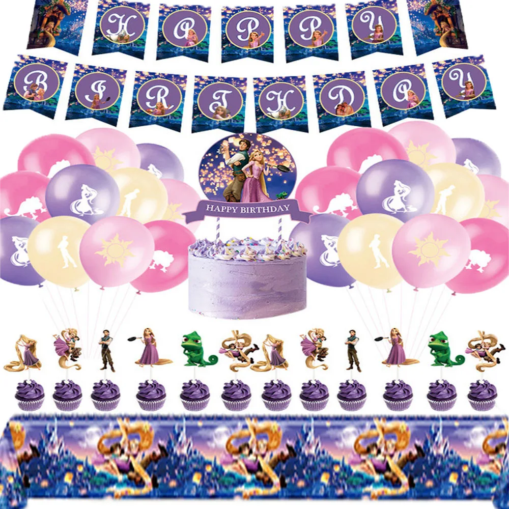 

Tangled Rapunzel Party Decoration Disposable Cup Plates Tablecloth BiGirls Birthday Decoration For Birthday Baby Shower Supplies