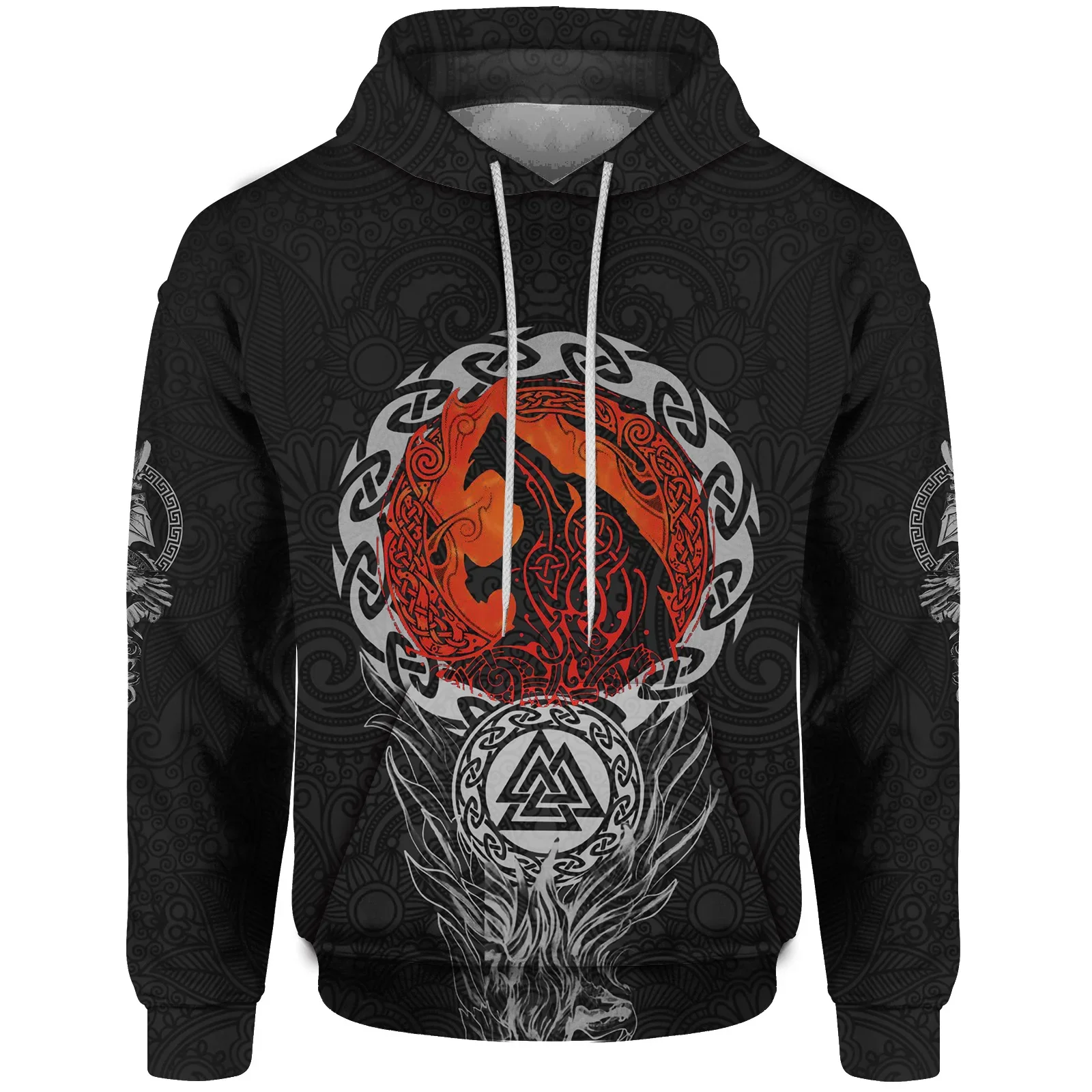 thumbnail image 1 of Sudadera con capucha de otoño para hombre, sudadera con capucha para hombre, sudadera con capucha con estampado de lobo feroz, sudadera con capucha holgada gótica, ropa Y2k, 1 of 4