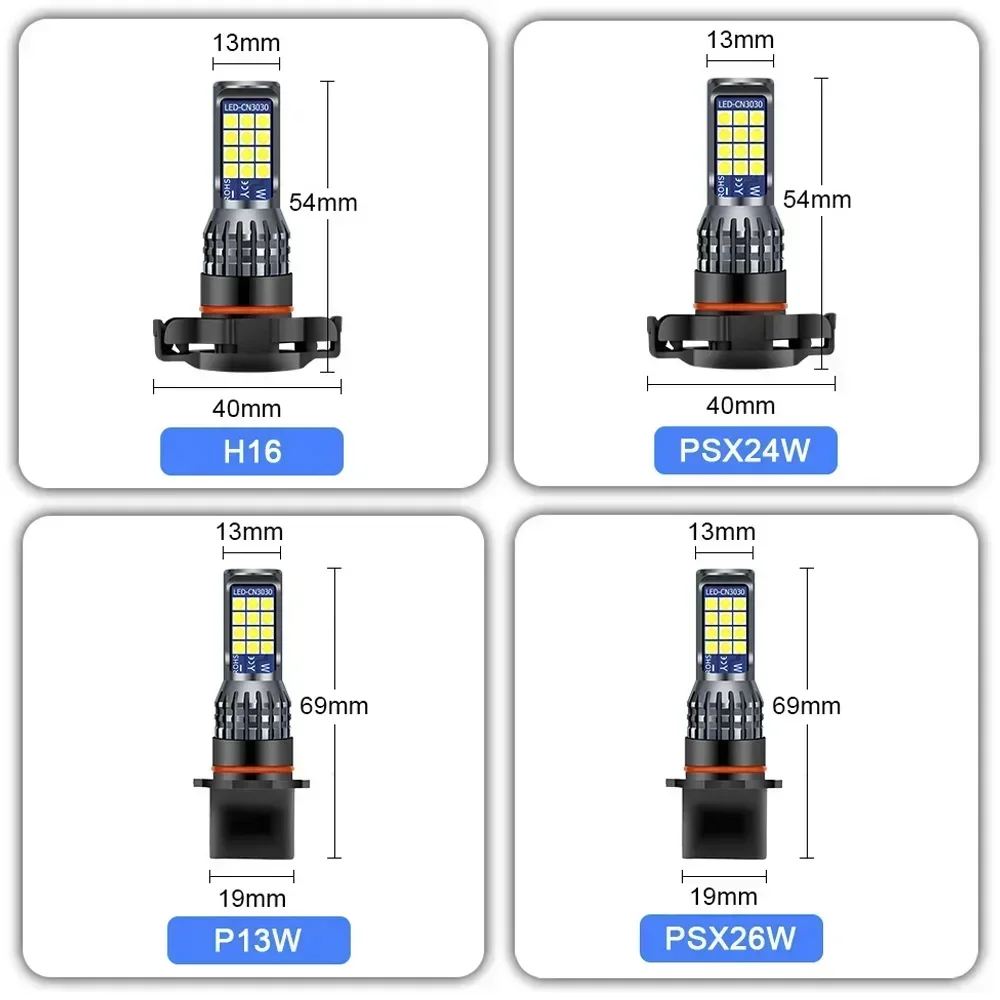 2개입 H11 자동차 LED 전구 H8 9006 HB4 881 H27 고품질 3030 자동차 전방 안개등 안티포그 라이트 안개등 6000K 백색 3000K 황색