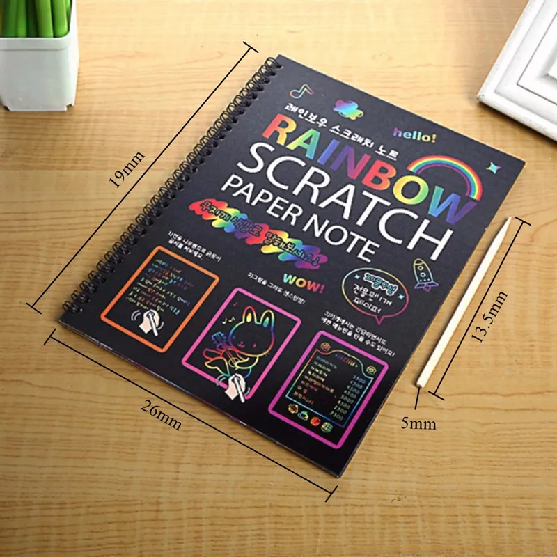 Magic Scratch Art Book Rainbow Scratch Paper Note with Wooden Stylus Child  Notes Boards Christmas Birthday Party Favor big size - AliExpress