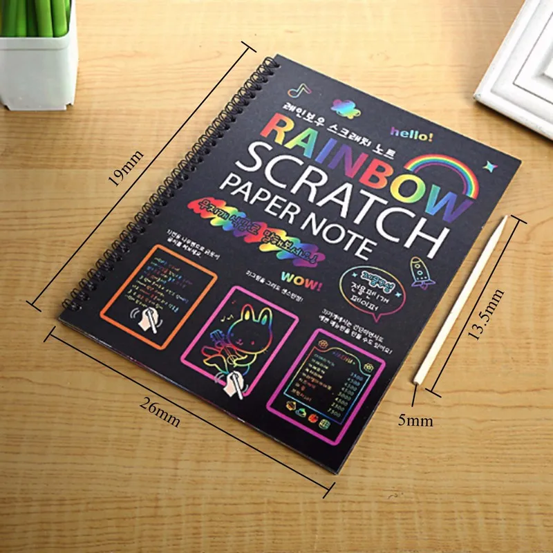 A5 Ten Pages Scratch Art Book & Children'S Scratch Art Set, Colorful Paper  For Kindergarten Diy, Creative Art Rainbow Magic Paper Supplies, Suitable